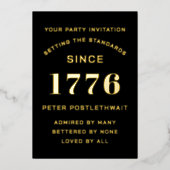 Moderne scriptaanbieding op zaterdag (zwart en gou folie uitnodiging (Voorkant)