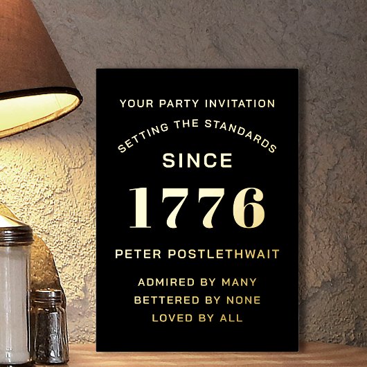 Moderne scriptaanbieding op zaterdag (zwart en gou folie uitnodiging