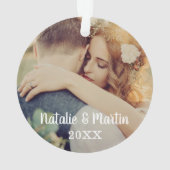 Moderne scriptbride en bruideweddenfoto ornament (achterkant)