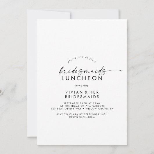 Moderne scriptbridesmaids nochtans kaart (Voorkant)