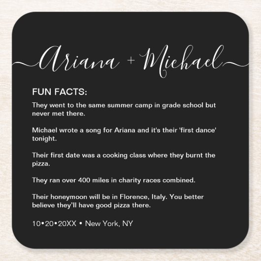 Moderne scriptbridgom namen Aangepaste leuke feite Kartonnen Onderzetters (Voorkant)