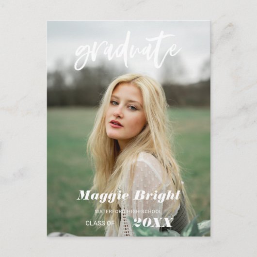 Moderne scripted afstuderen foto briefkaart (Voorkant)