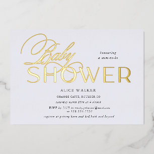 moderne scriptelegant baby shower folie-uitnodigin folie uitnodiging
