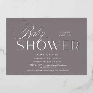 moderne scriptelegant baby shower folie-uitnodigin folie uitnodiging