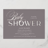 moderne scriptelegant baby shower folie-uitnodigin folie uitnodiging (Voorkant)