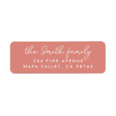 Moderne scriptfamilienaam Pastel Pink Etiket (Voorkant)