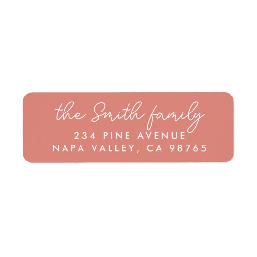 Moderne scriptfamilienaam Pastel Pink Etiket (Voorkant)