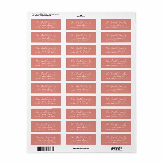 Moderne scriptfamilienaam Pastel Pink Etiket (Full Sheet)