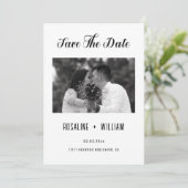 Moderne scriptfoto Bewaar de datum - Elegant B & W Kaart (Staand voorkant)