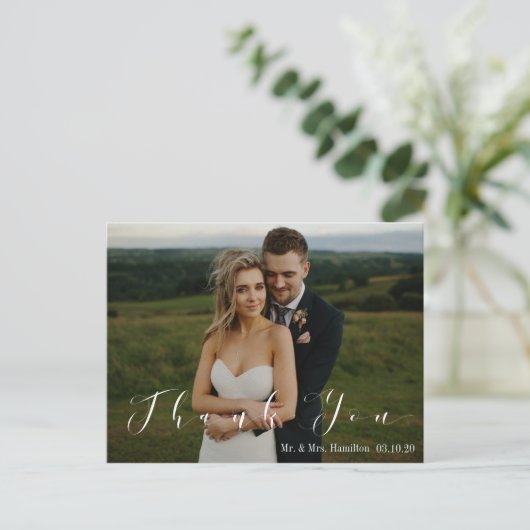 Moderne scriptfoto Dank u Briefkaart (Staand voorkant)