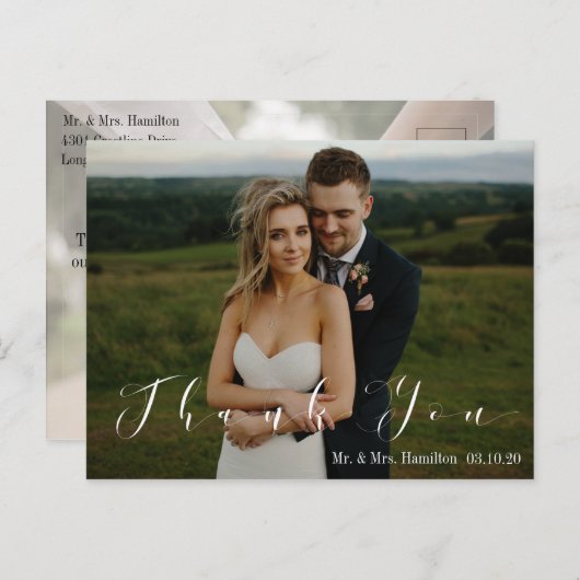 Moderne scriptfoto Dank u Briefkaart (Voorkant / Achterkant)