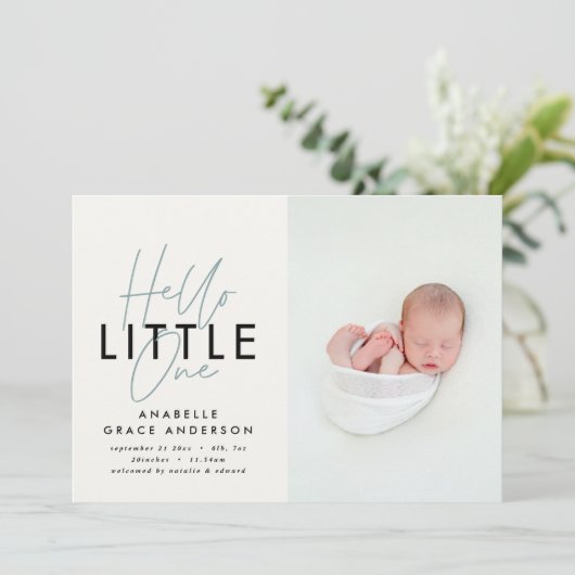 Moderne scriptfoto hallo kleine één (Staand voorkant)