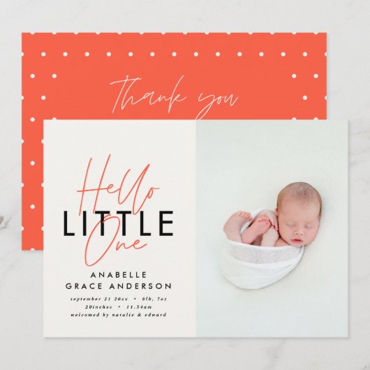 Moderne scriptfoto hallo kleine één (Voorkant / Achterkant)