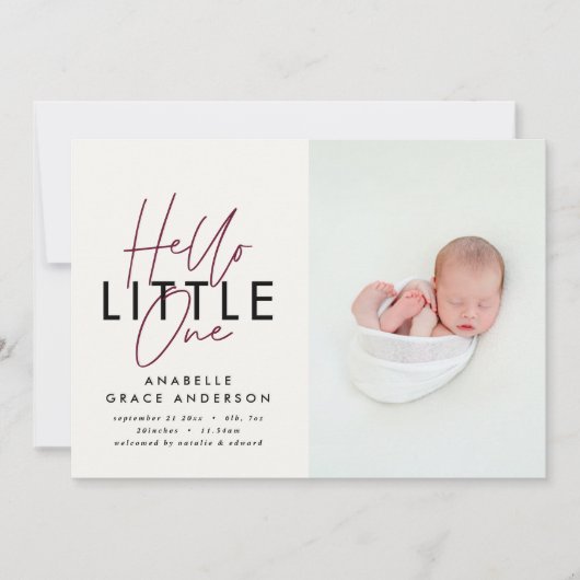 Moderne scriptfoto hallo kleine één (Voorkant)