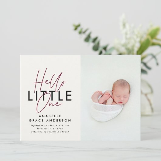 Moderne scriptfoto hallo kleine één (Staand voorkant)