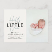 Moderne scriptfoto hallo kleine één aankondigingskaart (Voorkant)