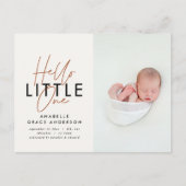 Moderne scriptfoto hallo kleine één aankondigingskaart (Voorkant)