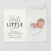 Moderne scriptfoto hallo kleine één aankondigingskaart (Voorkant)