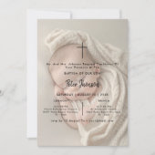 Moderne scriptfoto overlay genderneutraal doopsel kaart (Voorkant)