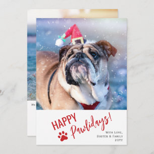 Moderne scriptfoto Pet Happy Pawlidays Feestdagenkaart