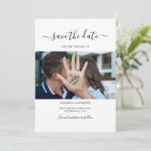 Moderne scriptfoto save the date (Staand voorkant)