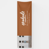 Moderne scriptfoto terracotta elegant afstuderen spandoek (Verticaal)