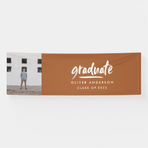 Moderne scriptfoto terracotta elegant afstuderen spandoek