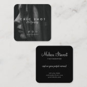Moderne scriptfotografie vierkante visitekaartje (Voorkant / Achterkant)