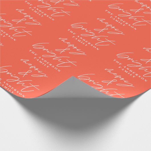 Moderne scriptfoto's, vrolijk rood kerstfeest cadeaupapier (Hoek)