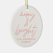 Moderne scriptfoto's, vrolijk rood kerstfeest keramisch ornament (Rechts)