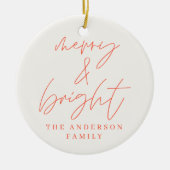 Moderne scriptfoto's, vrolijk rood kerstfeest keramisch ornament (Voorkant)