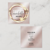 moderne scriptgirale trendy glitter goudbus vierkante visitekaartje (Voorkant / Achterkant)