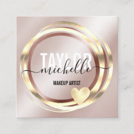 moderne scriptgirale trendy glitter goudbus vierkante visitekaartje