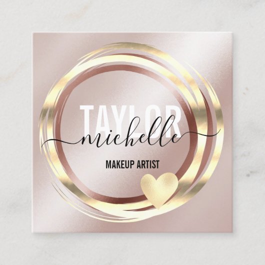 moderne scriptgirale trendy glitter goudbus vierkante visitekaartje (Voorkant)