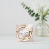 moderne scriptgirale trendy glitter goudbus vierkante visitekaartje (Staand voorkant)