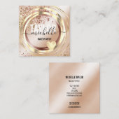 moderne scriptgirale trendy glitter goudbus vierkante visitekaartje (Voorkant / Achterkant)