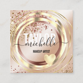 moderne scriptgirale trendy glitter goudbus vierkante visitekaartje