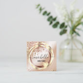 moderne scriptgirale trendy glitter goudbus vierkante visitekaartje (Staand voorkant)