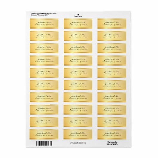 Moderne scripthandschrift Faux Gold Elegant Return Etiket (Full Sheet)