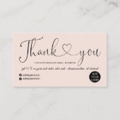 Moderne scripthartbloem roze orde bedankt visitekaartje (Voorkant)
