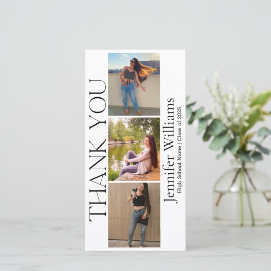 moderne scriptie afstuderen 3 fotohokje 2025 bedankkaart (Staand voorkant)