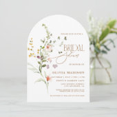 Moderne Scriptie Boho Bloementuin Bruidsfeest Kaart (Staand voorkant)