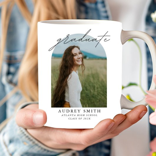 Moderne Scriptie Boho Boog Foto Afstudeercadeaus Koffiemok