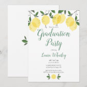 Moderne Scriptie Citroen Groene Graduatie Feest Kaart (Voorkant / Achterkant)