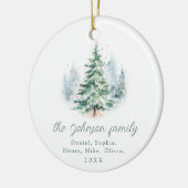 Moderne Scriptie Dennenboom Familie Kerstmis Keramisch Ornament (Links)