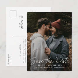 Moderne Scriptie Eenvoudige Foto Huwelijk Save the Briefkaart