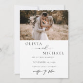 Moderne Scriptie Elegante Trouwfoto Save The Date (Achterkant)
