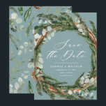 Moderne scriptie eucalyptus elegante trouw save the date<br><div class="desc">Moderne scriptie en eucalyptus bladkrans elegante trouw uitnodigingskaart. Modern minimalistisch stijlvol ontwerp. Alle kleuren kunnen worden aangepast.</div>