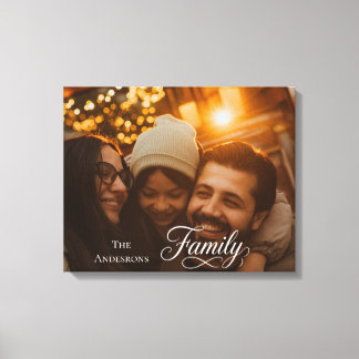 Moderne Scriptie Familie Aangepaste Foto Naam Canvas Afdruk