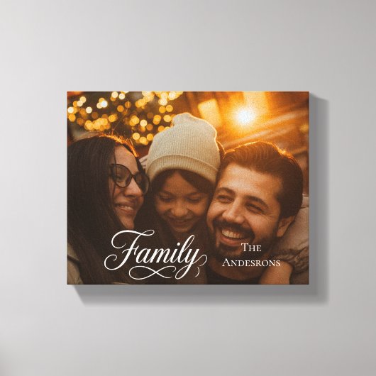 Moderne Scriptie Familie Aangepaste Foto Naam Canvas Afdruk (Voorkant)